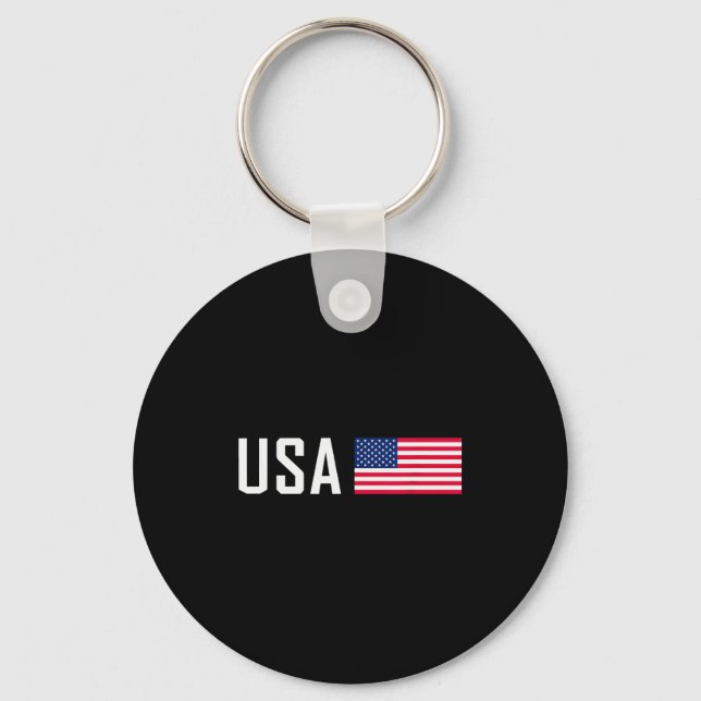 American Flag Cool Patriotic Men Women 4th Of July Keychain (Front)