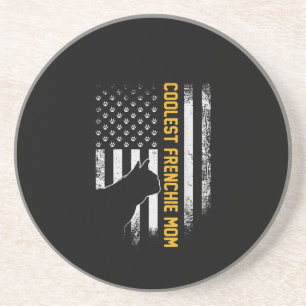 American Flag Coolest French Bulldog For Mom Dog Coaster