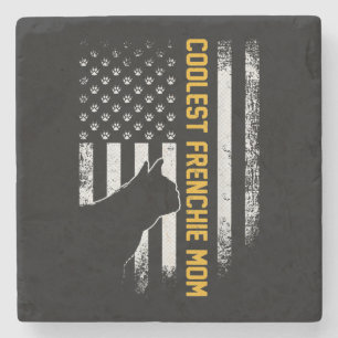 American Flag Coolest French Bulldog For Mom Dog Stone Coaster