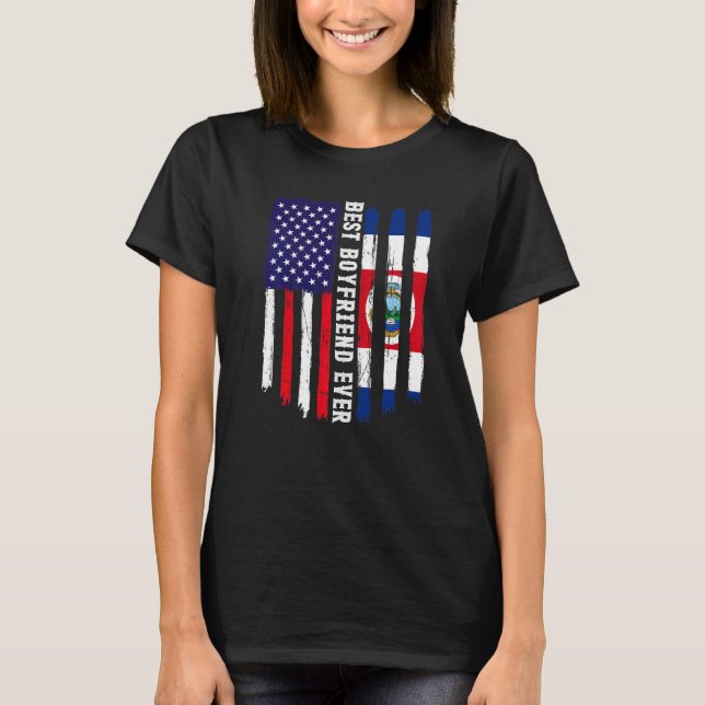 American Flag & Costa Rica Flag Best Boyfriend Eve T-Shirt (Front)