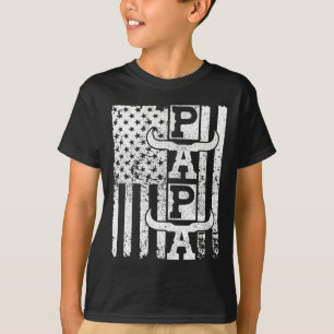 American Flag Cowboy Dad Birthday Father Outfit We T-Shirt
