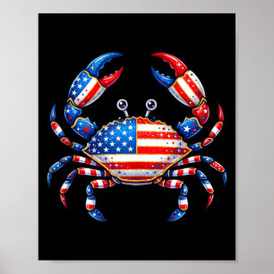 American flag crab patriotic 4th of july seafood poster