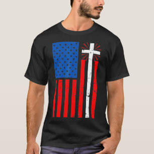 American Flag Cross Christian Christianity Jesus T-Shirt