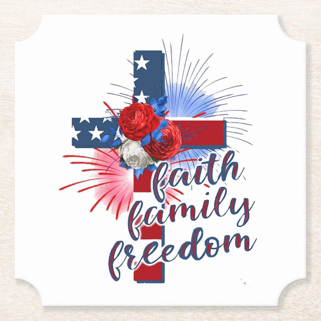 American Flag Cross Paper Coaster (Front)