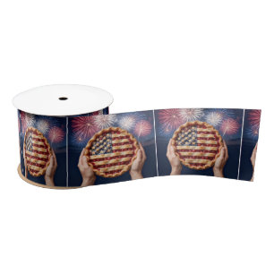 American Flag Crust on a Cherry Pie Satin Ribbon