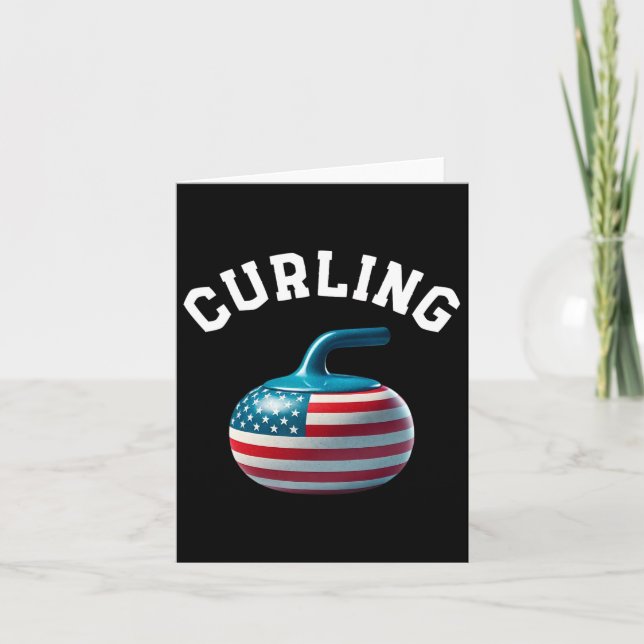 American Flag Curling Usa 4th Of July Man Woman Te Card (Front)