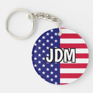American Flag Custom Initials Keychain
