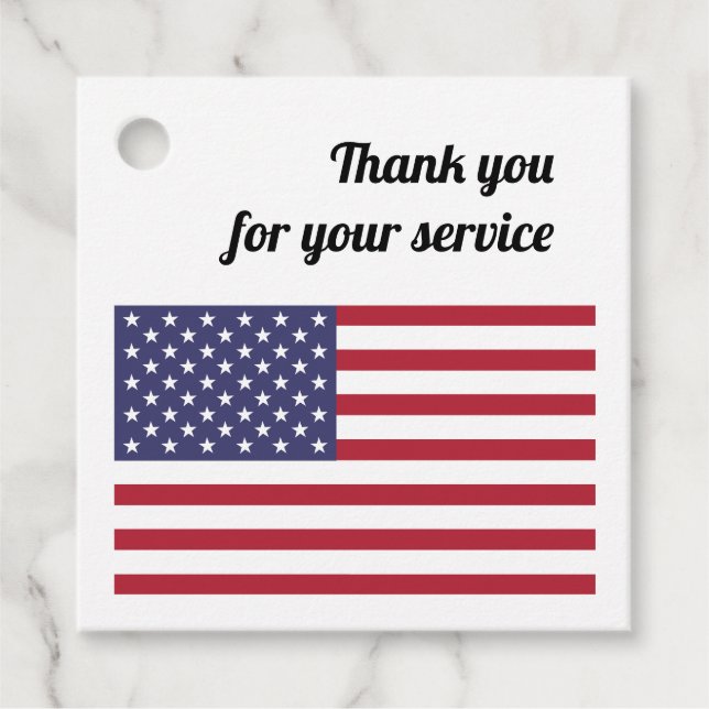 American Flag Custom Message Favour Tags (Front)