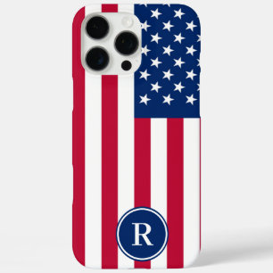 American Flag Custom Monogram iPhone 16 Pro Max Case