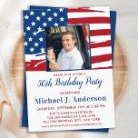 American Flag Custom Photo 50th Birthday Party Invitation<br><div class="desc">USA American Flag Birthday Party Invitations. Invite friends and family to your patriotic birthday celebration with these modern American Flag invitations. Personalize this american flag invitation with your event, photo, name, and party details. See our collection for matching patriotic birthday gifts , party favors, and supplies. COPYRIGHT © 2021 Judy...</div>