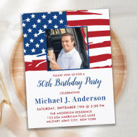 American Flag Custom Photo Military Birthday Party