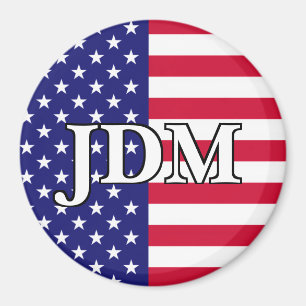 American Flag Customizable Initials Magnet