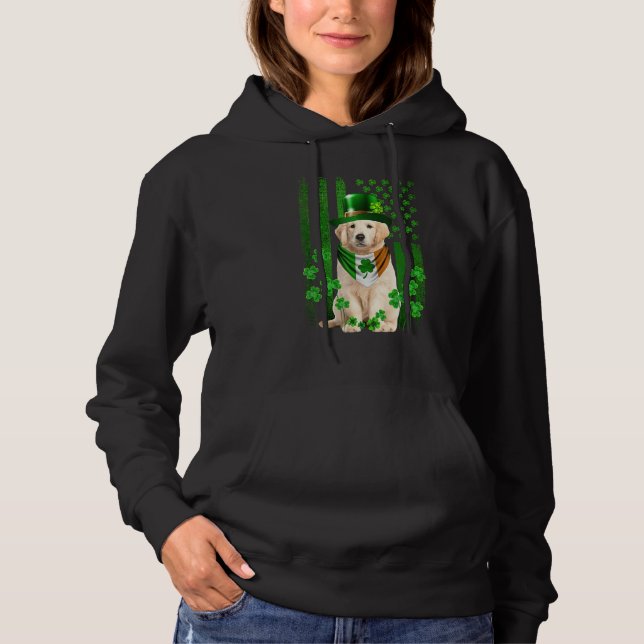American Flag Cute Golden Retriever Dog St Patrick Hoodie (Front)