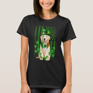 American Flag Cute Golden Retriever Dog St Patrick T-Shirt