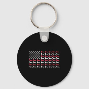 American Flag Dachshund Patriotic Dog Men Women 4t Keychain