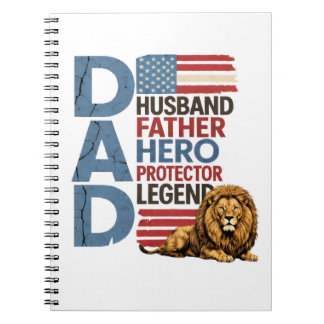 American Flag Dad Lion Patriotic Notebook