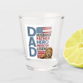 American flag Dad Lion Patriotic Shot glass