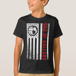 American Flag Dad Of Byllers Volleybyll Soccer Dau T-Shirt