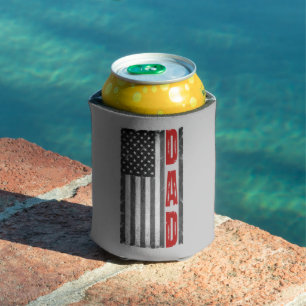 AMERICAN FLAG, DADDY, 4TH OF JULY, FATHERS DAY  CAN COOLER