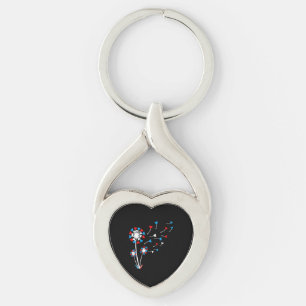American Flag Dandelion Flaying Hearts Keychain