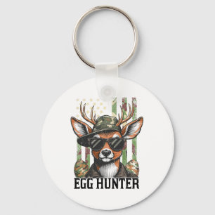 American Flag Deer And Camo Cap Egg Hunter Retro E Keychain