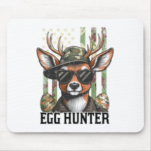 American Flag Deer And Camo Cap Egg Hunter Retro E Mouse Pad