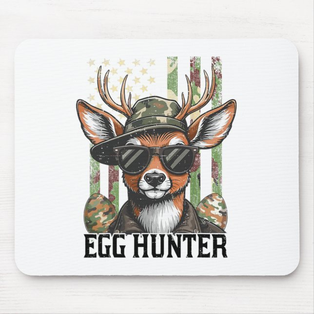 American Flag Deer And Camo Cap Egg Hunter Retro E Mouse Pad (Front)