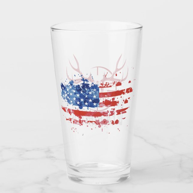 American Flag Deer Hunter Glass (Front)