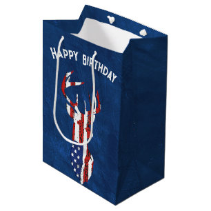 American Flag Deer on Leather   Medium Gift Bag