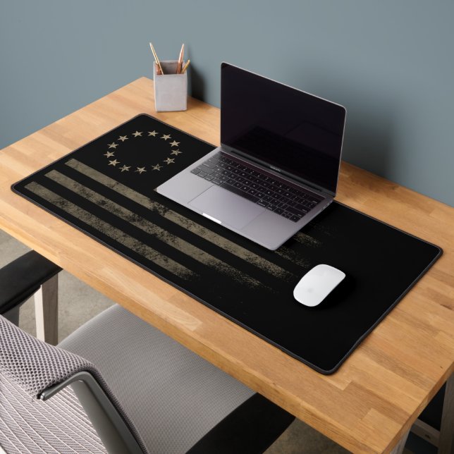 American Flag Desert Sepia Military Desk Mat (Office 2)