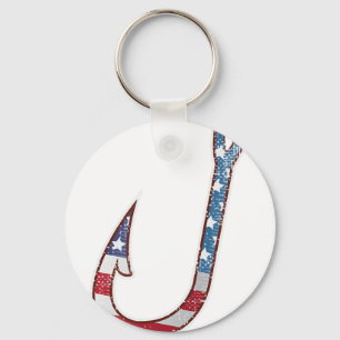 American Flag Design Fish Hook, 4th of July Fisher Keychain