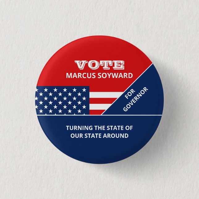 American Flag Design, Political Campaign Advert 1 Inch Round Button (Front)