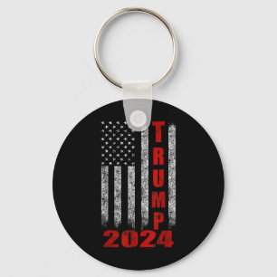 American Flag Design Trump 2024 Keychain