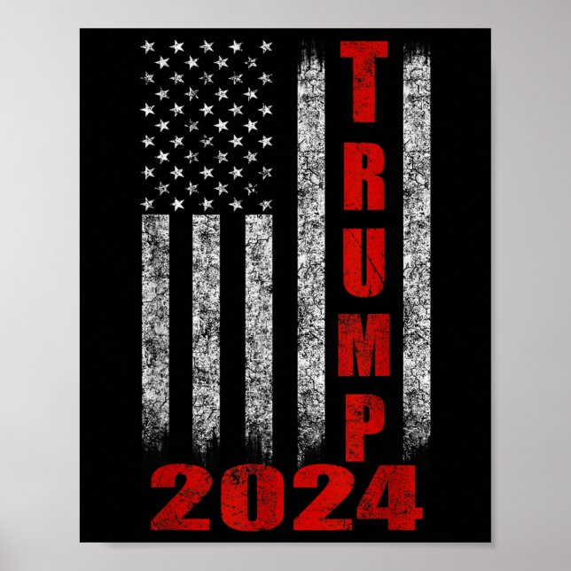 American Flag Design Trump 2024  Poster (Front)