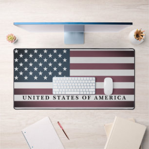American flag desk mat with custom design text