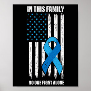 American Flag Diabetes Support Type 1 Blue Ribbon Poster