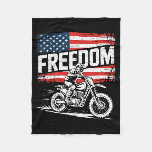 American Flag Dirt Bike Motocross Fleece Blanket