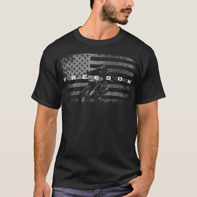 American Flag Dirt Bike Motocross T-Shirt (Front)