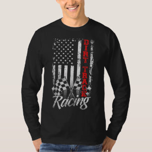 American Flag Dirt Track Racing Car Bike Driver Ra T-Shirt