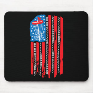 American Flag Disc Golf Basket Chain 4th Of July M Mouse Pad