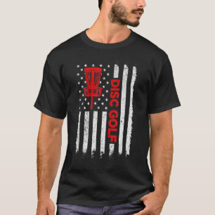 American Flag Disc Golf Basket Vintage Disc Golfer T-Shirt