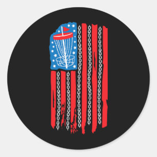 American Flag Disc Golf Sket Chain 4th Of July Men Classic Round Sticker