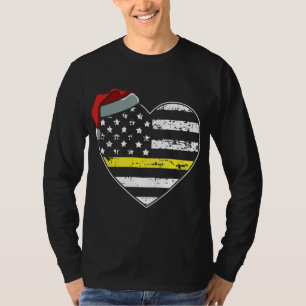 American Flag Dispatcher Christmas Pajama 911 Disp T-Shirt