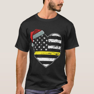American Flag Dispatcher Christmas Pajama 911 Disp T-Shirt