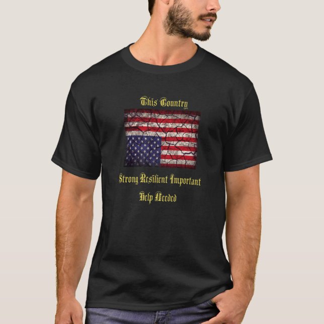American Flag Distress Upside Down Patriot Pavemen T-Shirt (Front)
