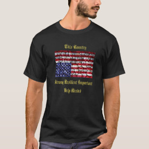 American Flag Distress Upside Down Rocks T-Shirt