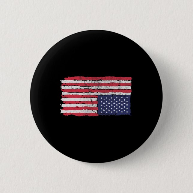 American Flag Distress Upside Down United States U 2 Inch Round Button (Front)