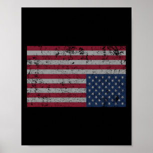American Flag Distress Upside Down United States U Poster