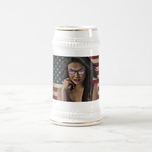 American Flag Distressed Beer Stein