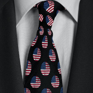 American Flag Distressed Circle Pattern Tie